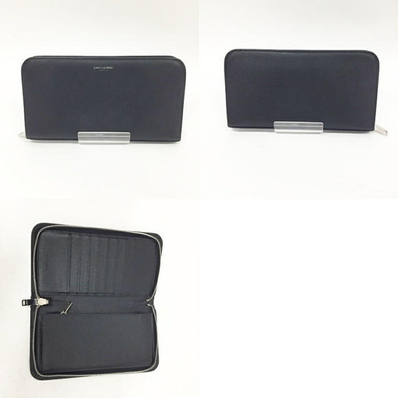 Saint Laurent Round Zip Wallet Leather Black - Picture 2 of 6